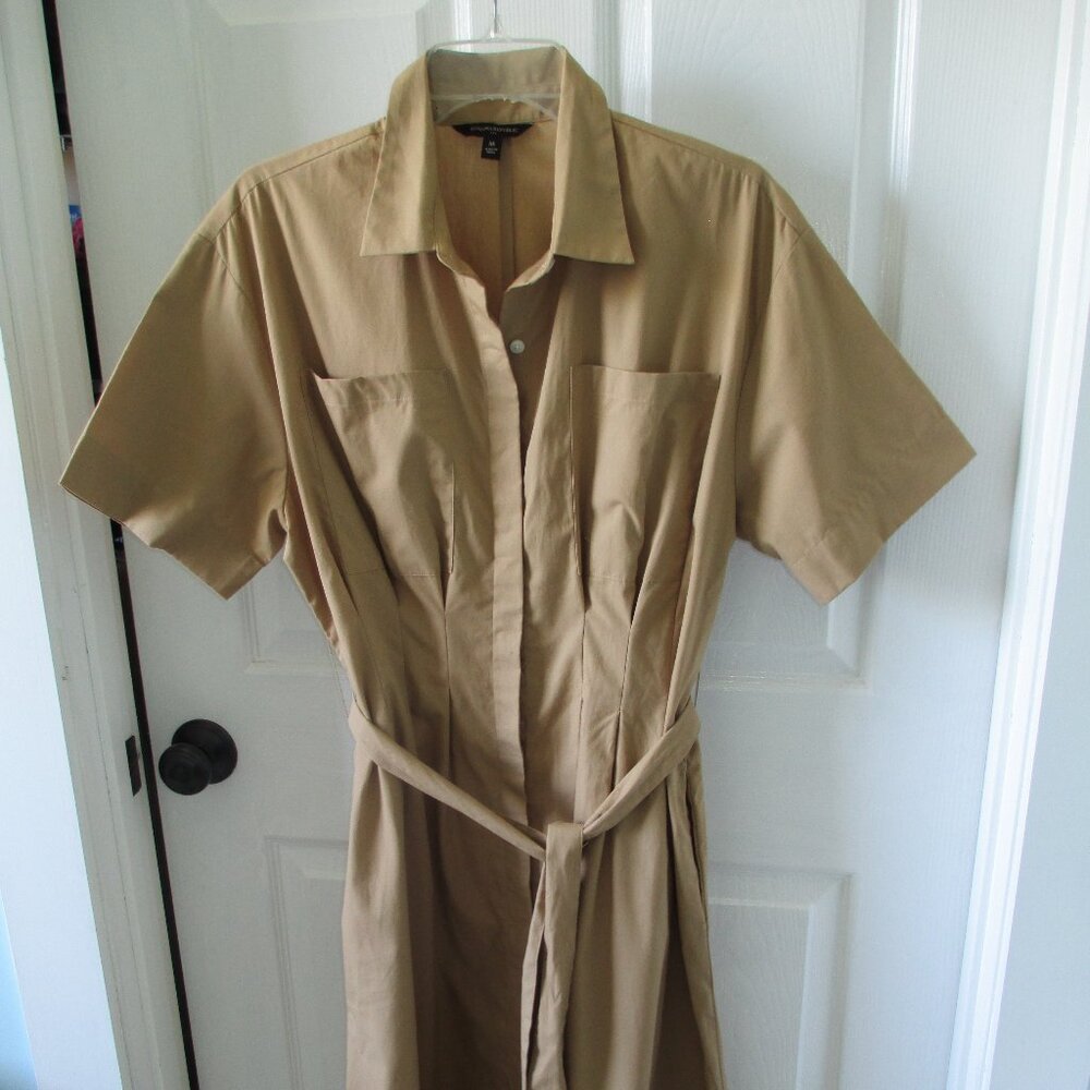 NWOT Banana Republic Tan Gathered Waist with Tie Shirt Dress Tan Size M